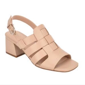 Evolve Women's Beige Tan Strappy Cushioned Back Sling Block Heel Sandals Size 6M
